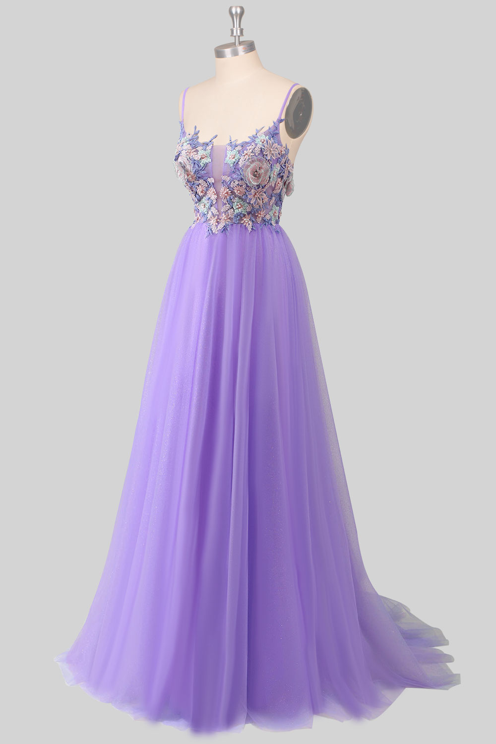 Custom flower purple prom dress, open back maxi party dress